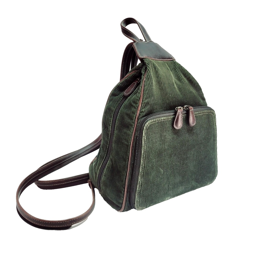 Corduroy Y2K Backpack sling Purse 16" Army Green Fairy Grunge Vtg Villager Gorp